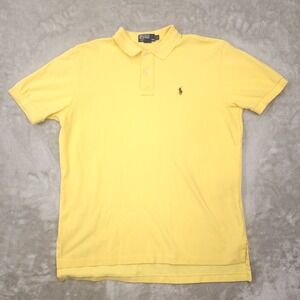 Polo Ralph Lauren Bright Yellow Short Sleeve Polo Shirt size Large‎ Preppy Retro